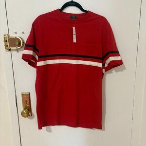 NWT J. Crew Heavy 100% Cotton T Shirt Medium Red w Stripes